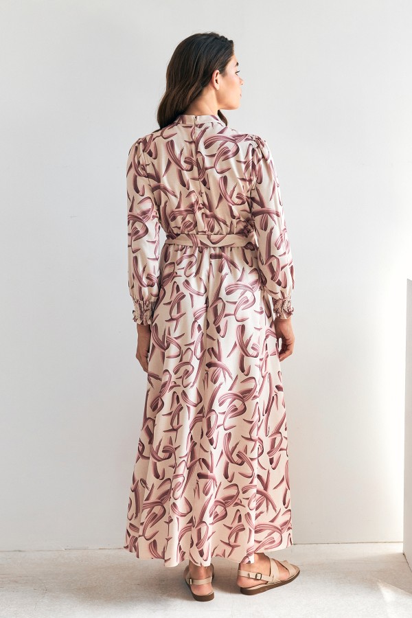 Vento Patterned Dress - Dusty Rose
