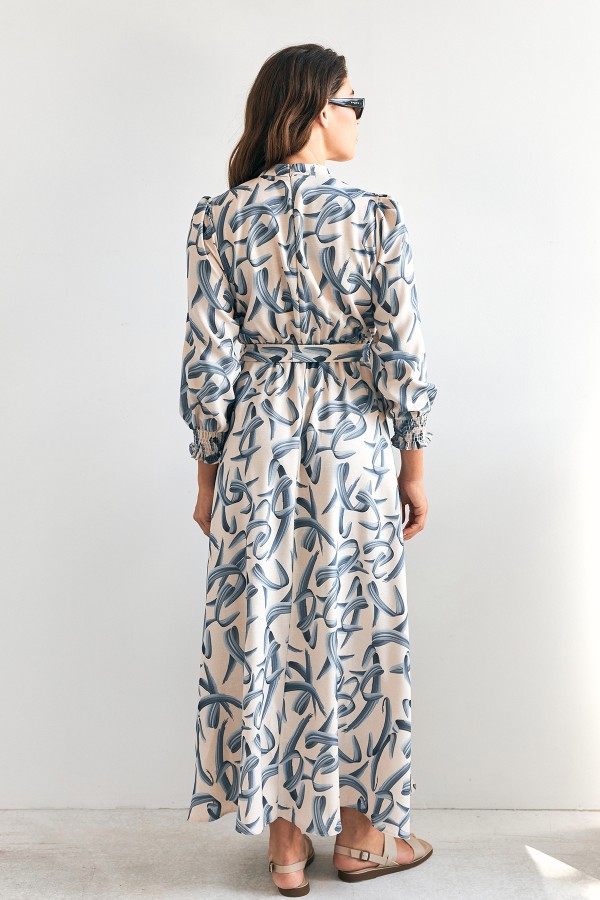 Vento Desenli Elbise - İndigo