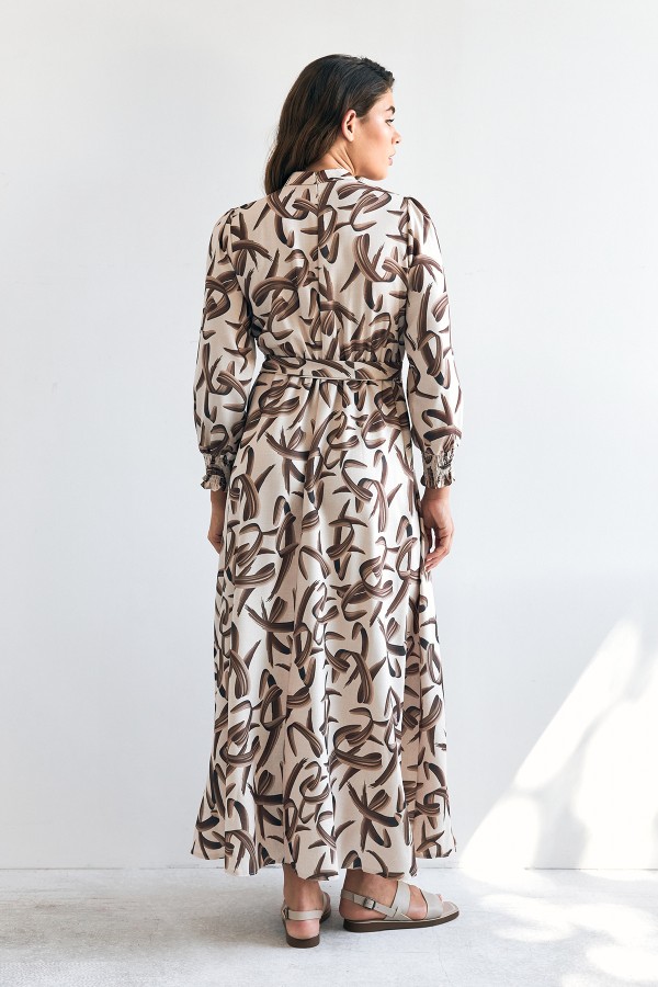 Vento Patterned Dress - Brown