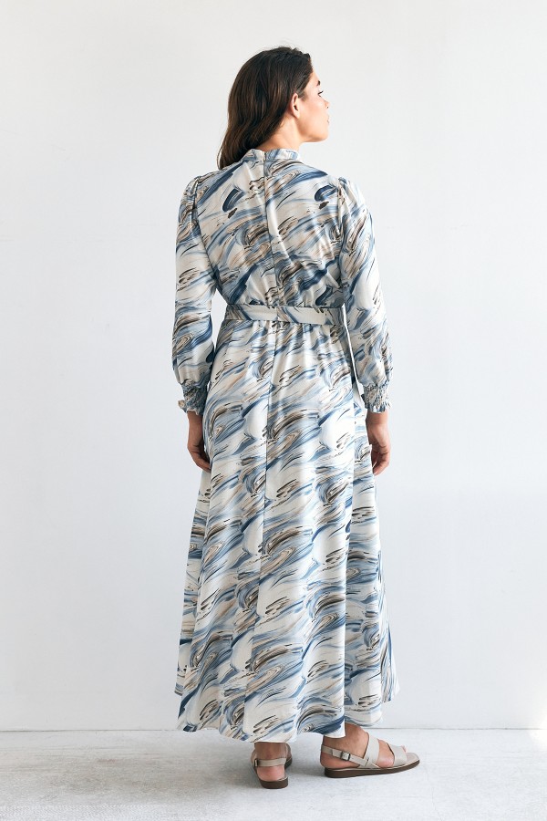 Aura Patterned Dress - Indigo