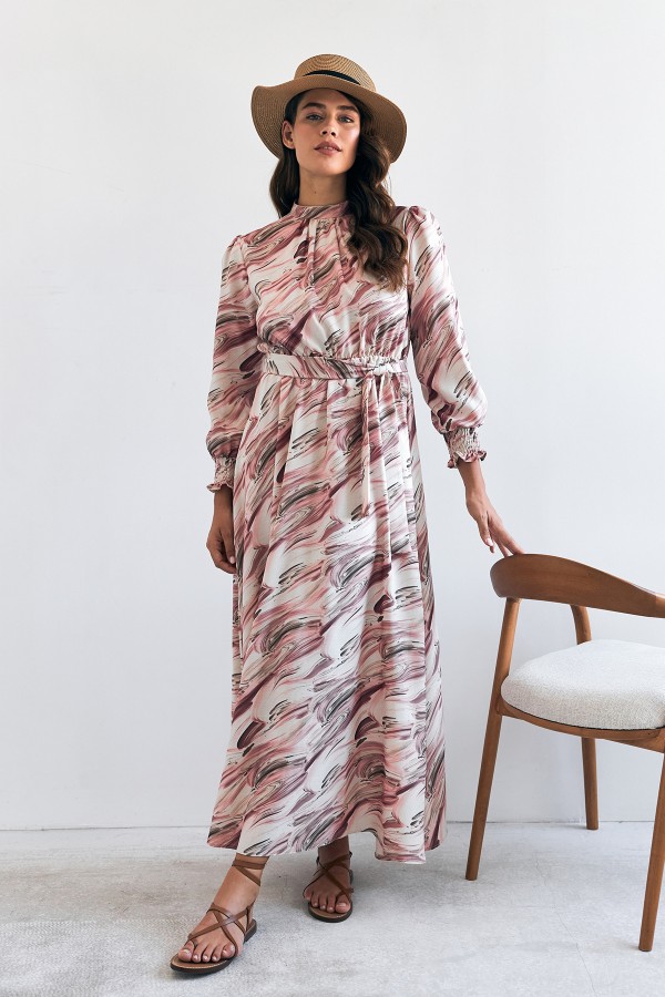 Aura Patterned Dress - Dusty Rose