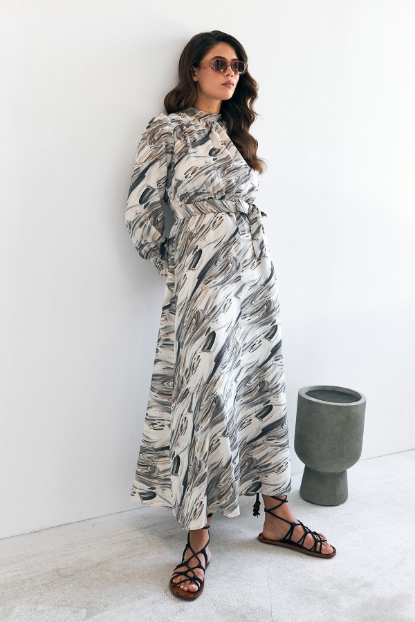 Aura Patterned Dress - Gray