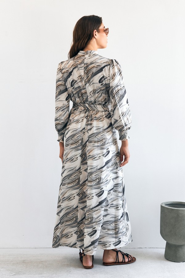 Aura Patterned Dress - Gray