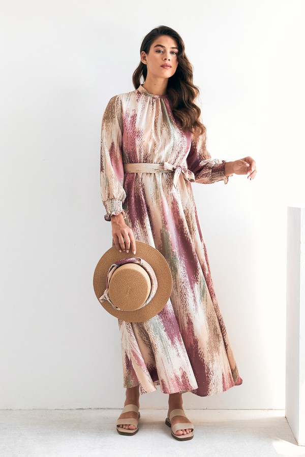 Olivia Patterned Dress - Dusty Rose