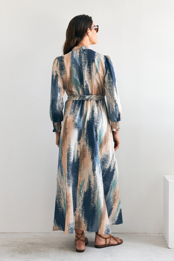 Olivia Patterned Dress - Indigo