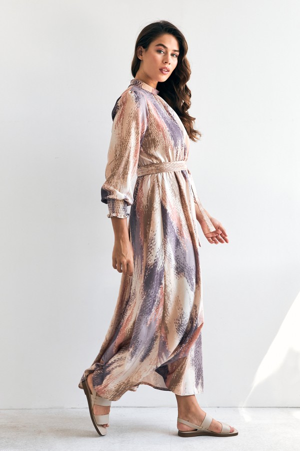 Olivia Desenli Elbise - Leylak