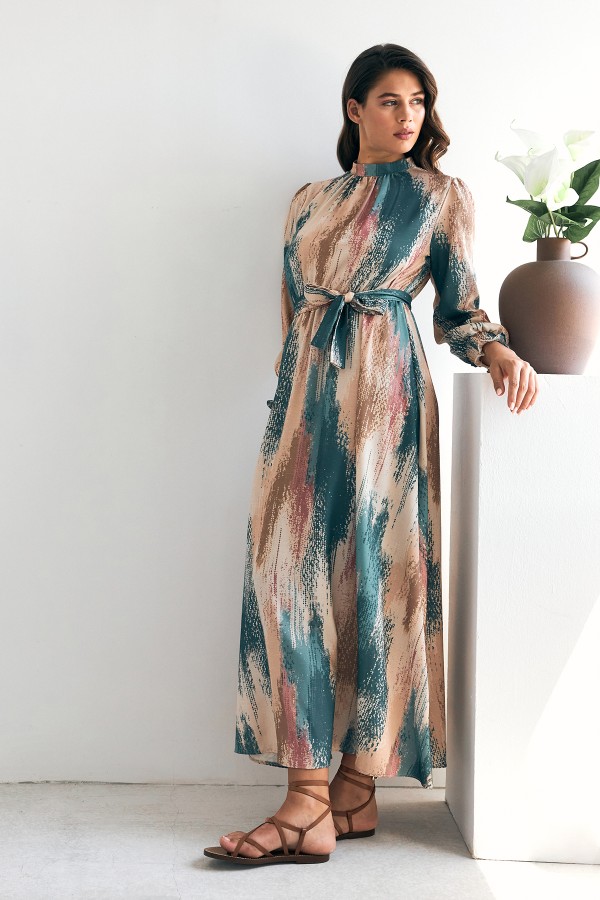 Olivia Patterned Dress - Emerald Olivia Patterned Dress - Emerald