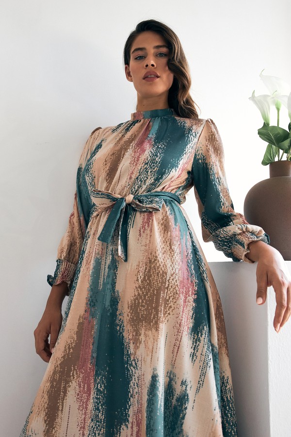 Olivia Patterned Dress - Emerald Olivia Patterned Dress - Emerald