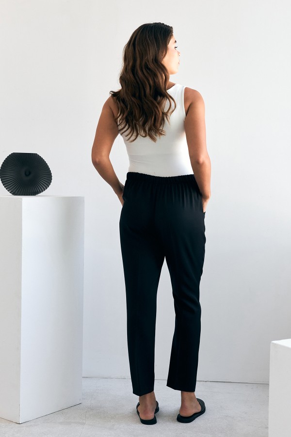 Elastic Waist Trousers - Black Elastic Waist Trousers - Black