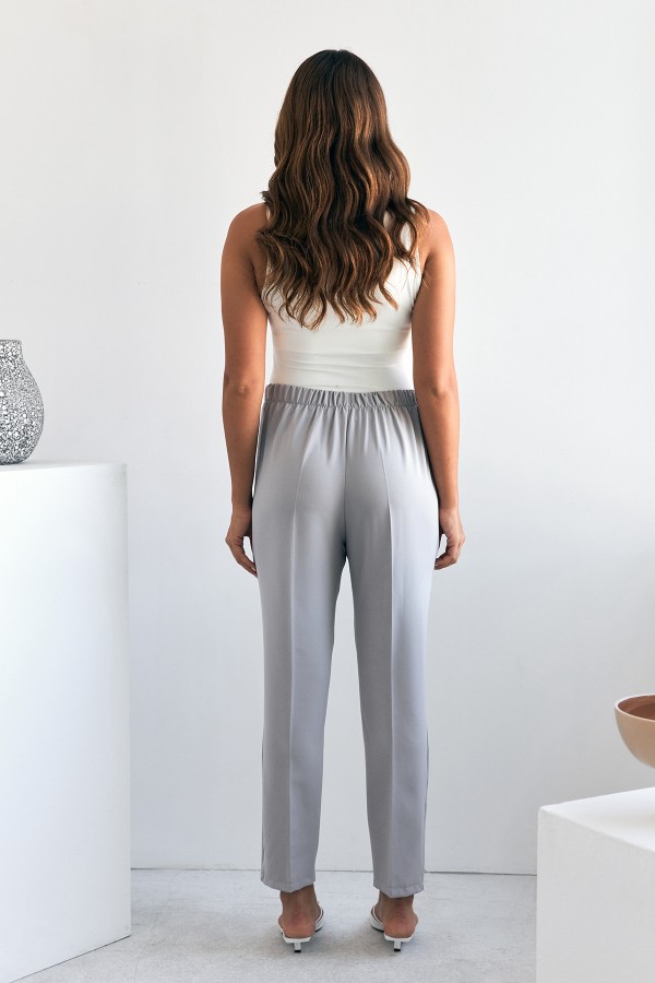 Beli Lastikli Pantolon - Gri