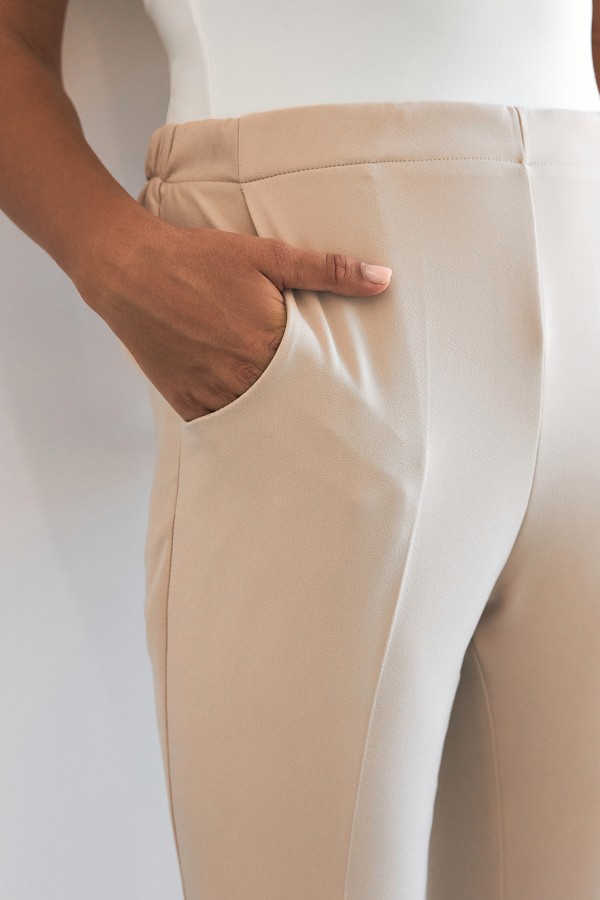 Elastic Waist Trousers - Beige