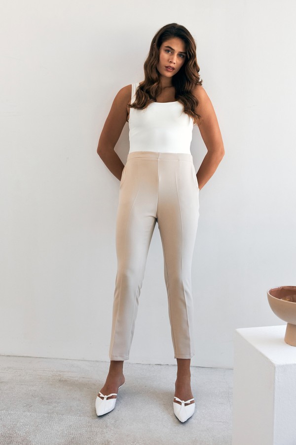 Beli Lastikli Pantolon - Bej