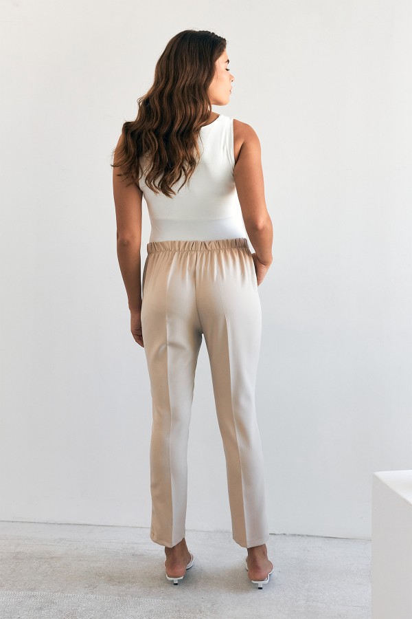 Beli Lastikli Pantolon - Bej