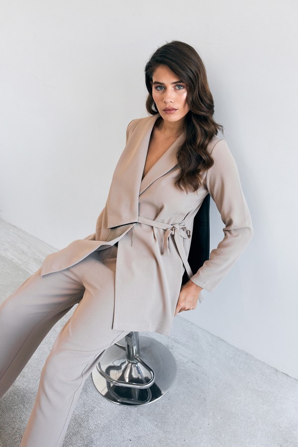 Zincirli Ceket Pantolon Takım - Bej