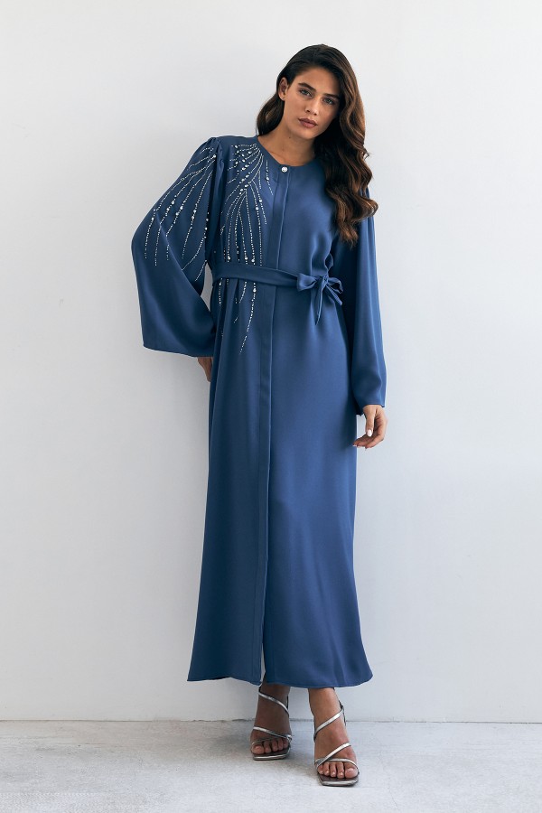 Viona Taşlı Abaya - Mavi