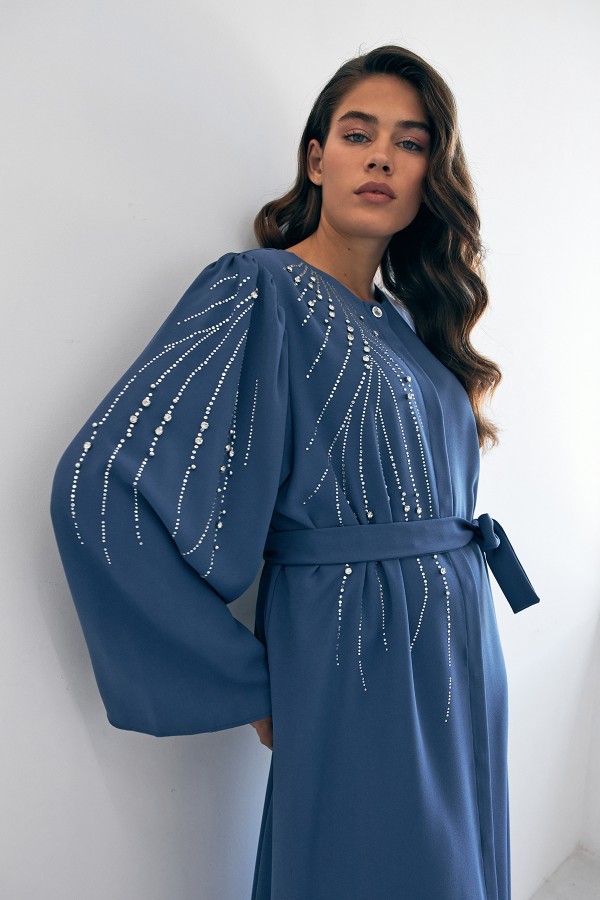 Viona Taşlı Abaya - Mavi