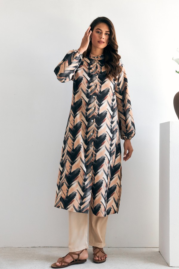 Violet Uzun Tunik Pantolon Takım - Siyah