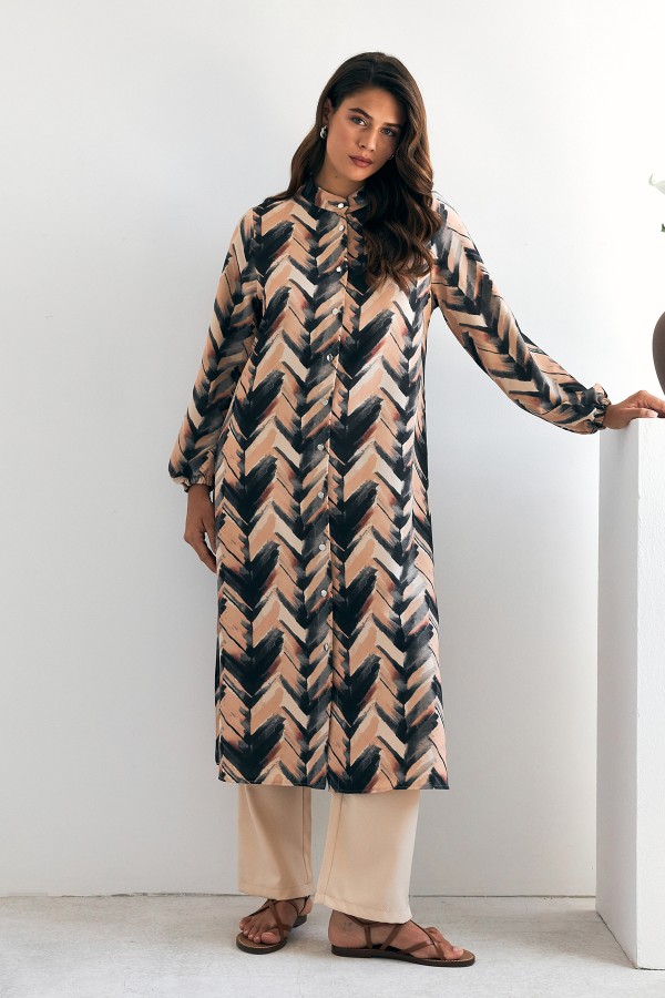 Violet Uzun Tunik Pantolon Takım - Siyah