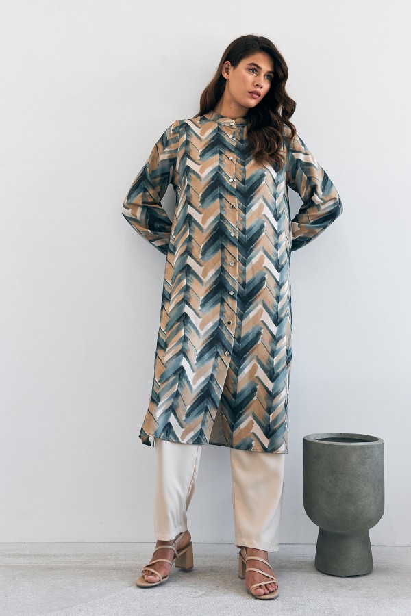 Violet Uzun Tunik Pantolon Takım - Zümrüt Violet Uzun Tunik Pantolon Takım - Zümrüt