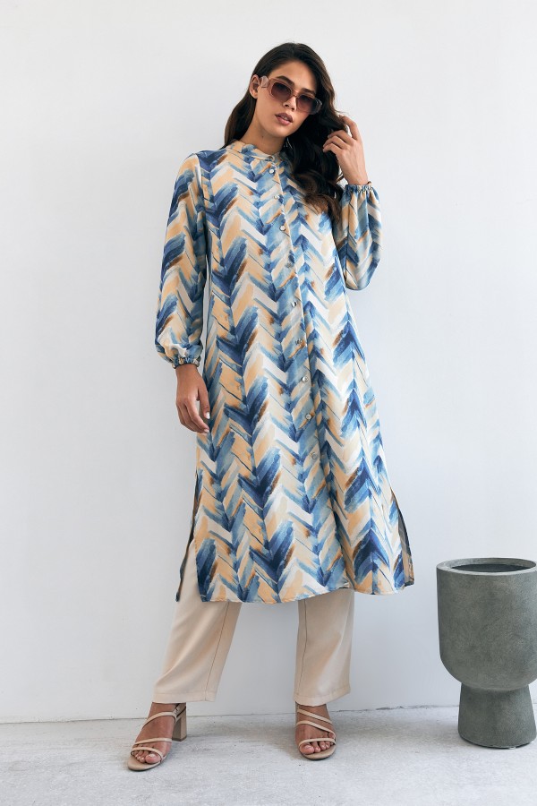 Violet Uzun Tunik Pantolon Takım - İndigo