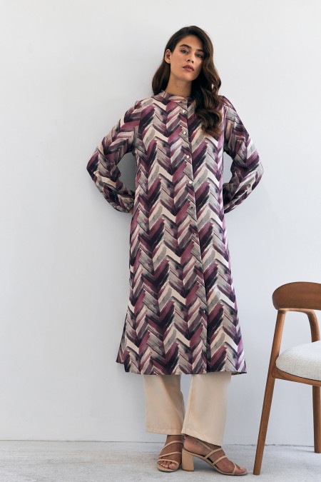 Violet Uzun Tunik Pantolon Takım - Leylak Violet Uzun Tunik Pantolon Takım - Leylak