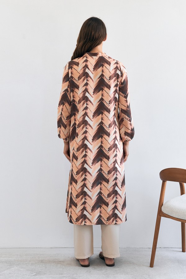 Violet Long Tunic Trousers Set - Camel