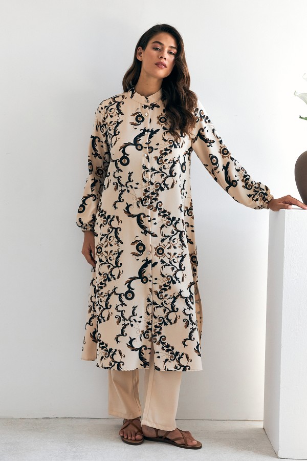 Noble Uzun Tunik Pantolon Takım - Siyah