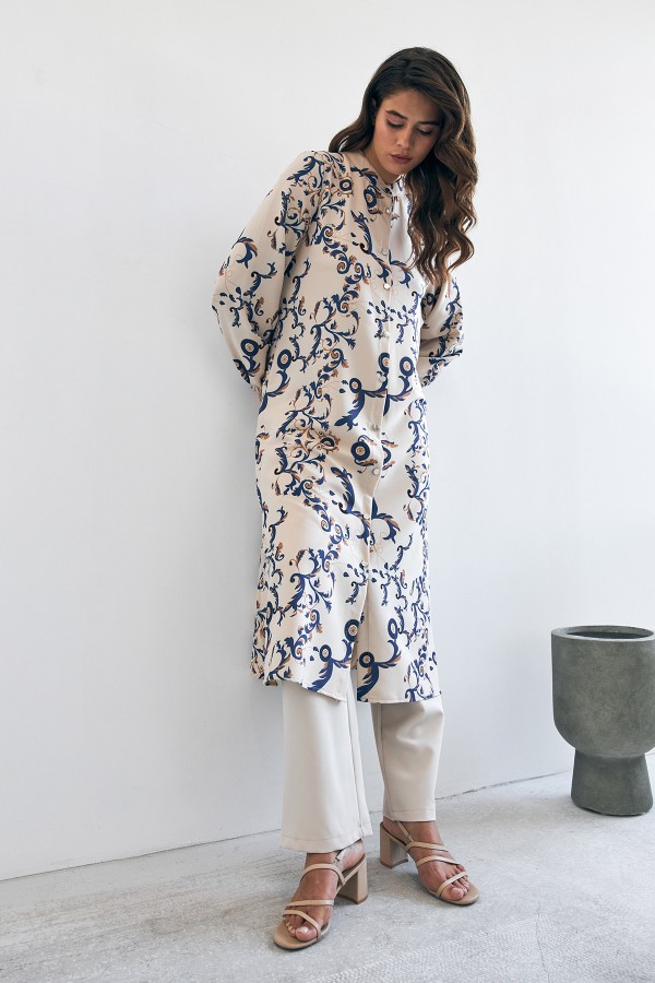 Noble Uzun Tunik Pantolon Takım - İndigo