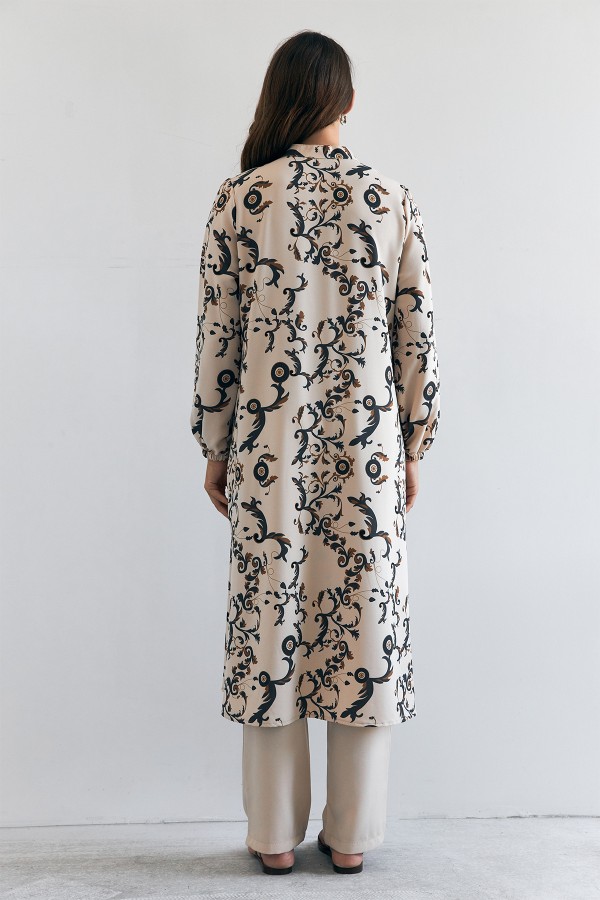 Noble Uzun Tunik Pantolon Takım - Antrasit