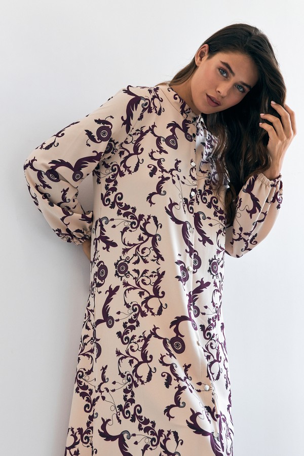 Noble Uzun Tunik Pantolon Takım - Leylak