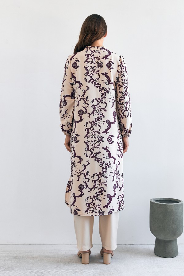 Noble Uzun Tunik Pantolon Takım - Leylak