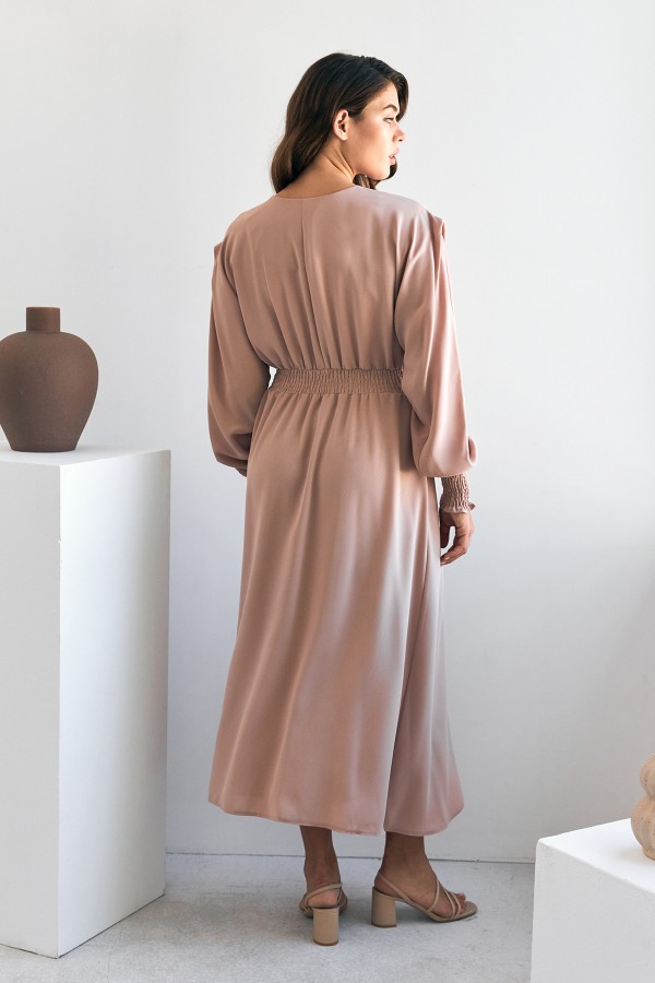 Laura Beli Büzgülü Kap - Bej