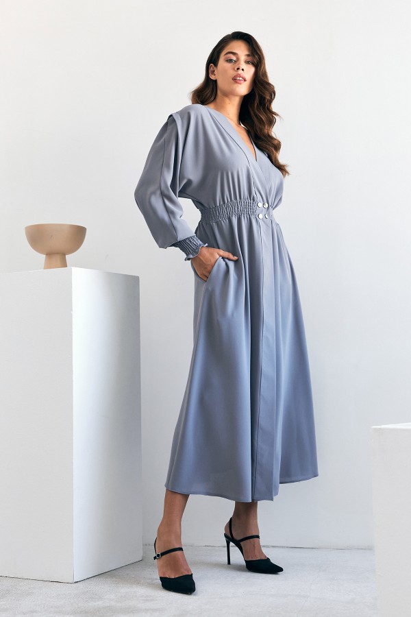 Laura Beli Büzgülü Kap - Gri