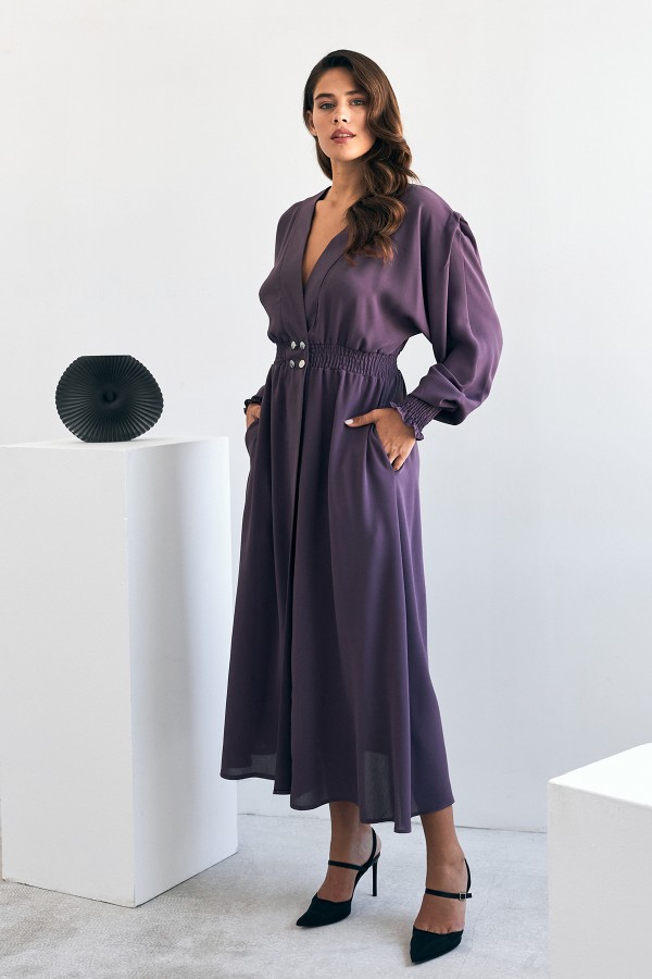 Laura Beli Büzgülü Kap - Leylak