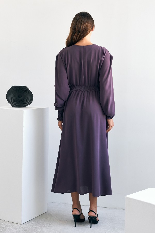 Laura Beli Büzgülü Kap - Leylak