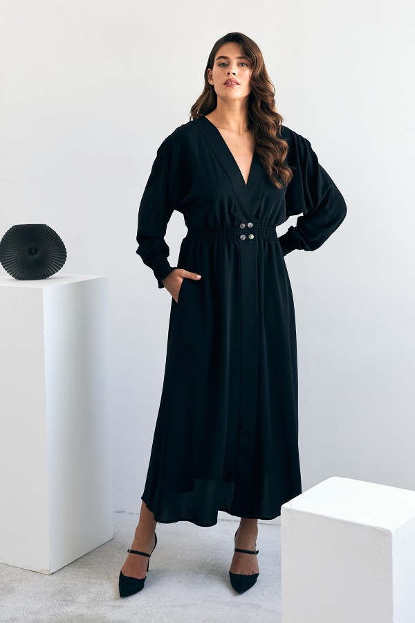 Laura Beli Büzgülü Kap - Siyah