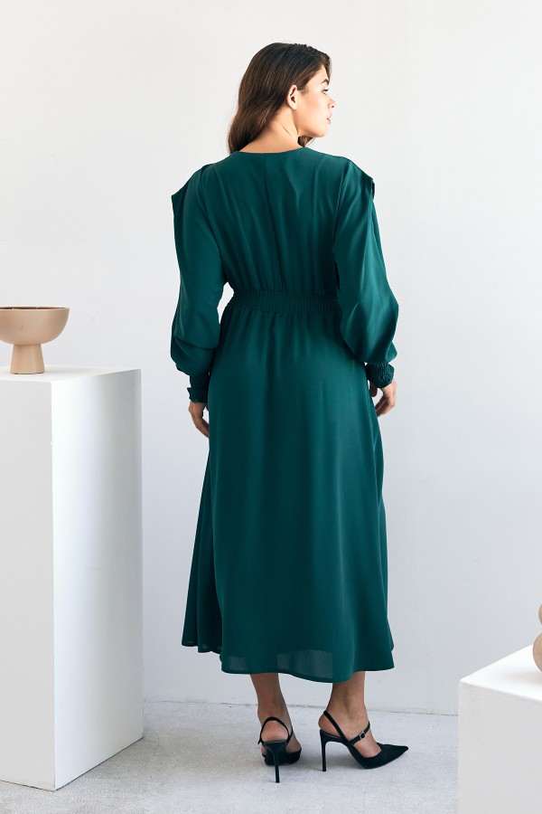 Laura Beli Büzgülü Kap - Zümrüt