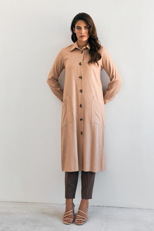 Tencel Tunic with Pocket Detail - Camel
