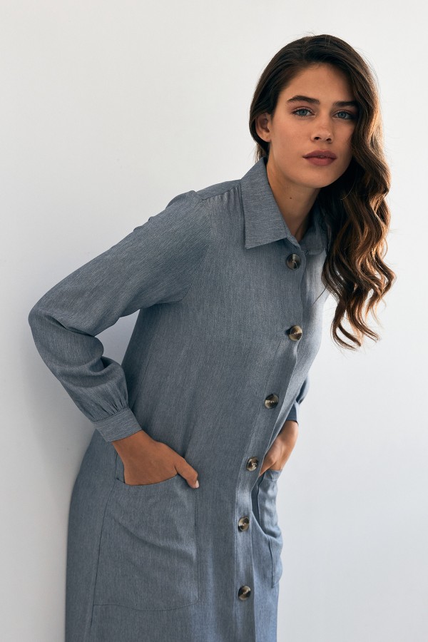 Tencel Tunic with Pocket Detail - Indigo
