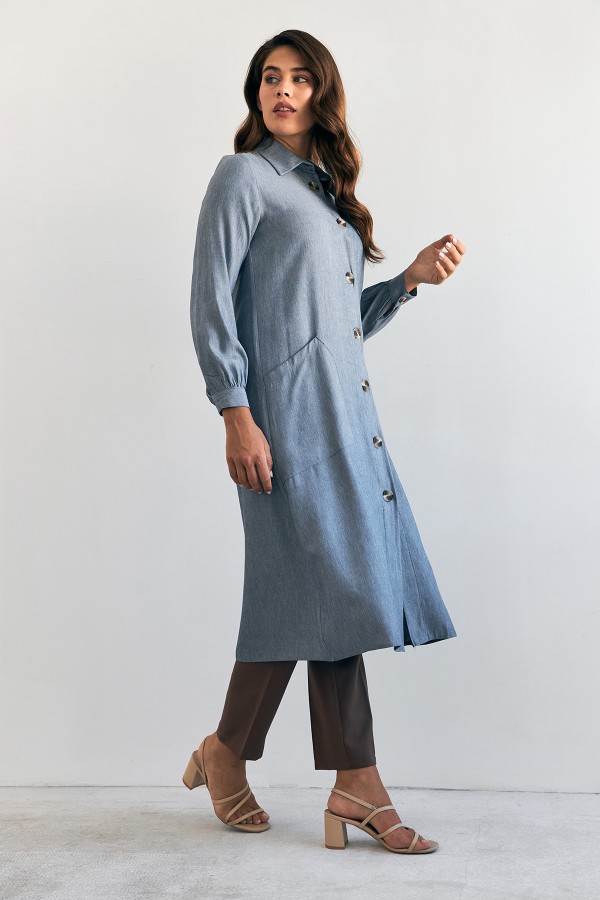 Tencel Tunic with Pocket Detail - Indigo