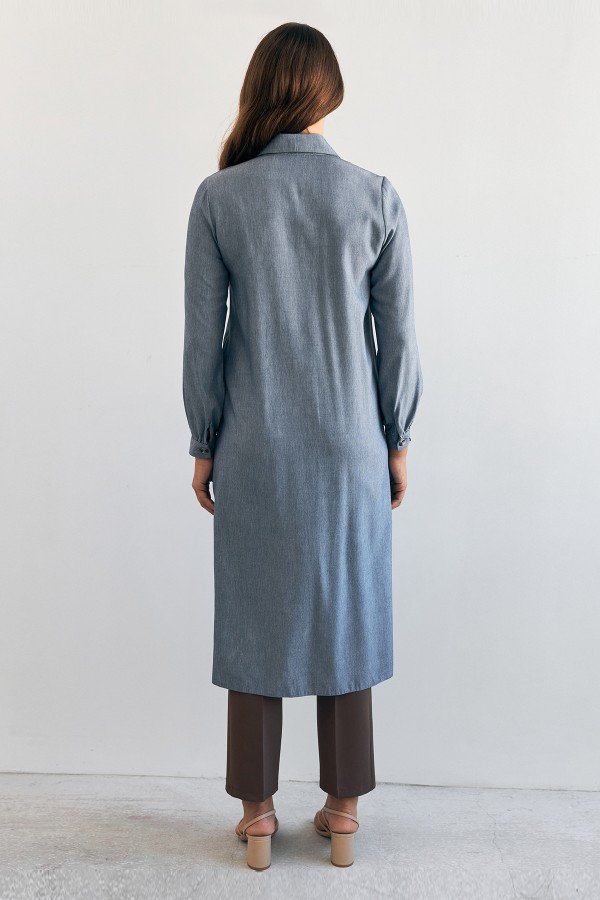 Tencel Tunic with Pocket Detail - Indigo