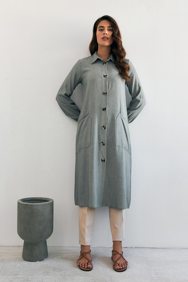 Cep Detaylı Tencel Tunik - Mint Cep Detaylı Tencel Tunik - Mint