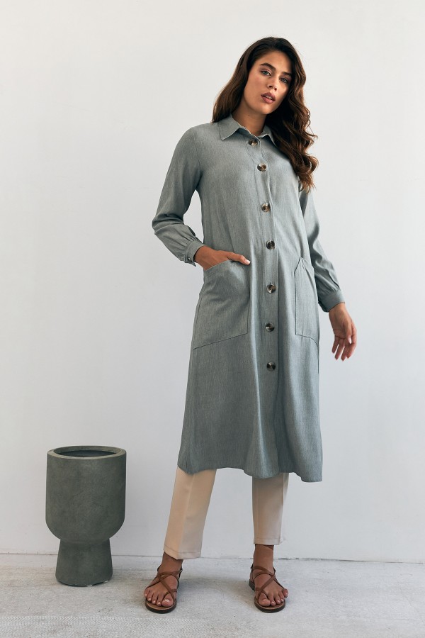 Cep Detaylı Tencel Tunik - Mint Cep Detaylı Tencel Tunik - Mint