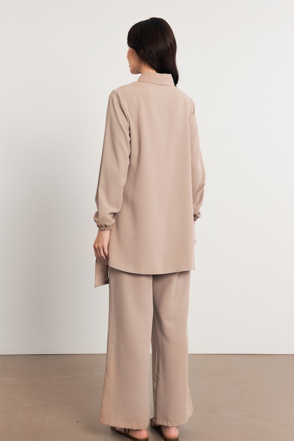 Perla Tunic Trouser Set - Beige