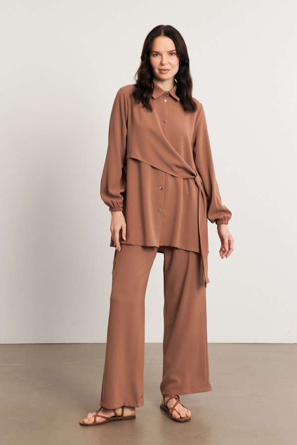 Perla Tunik Pantolon Takım - Camel
