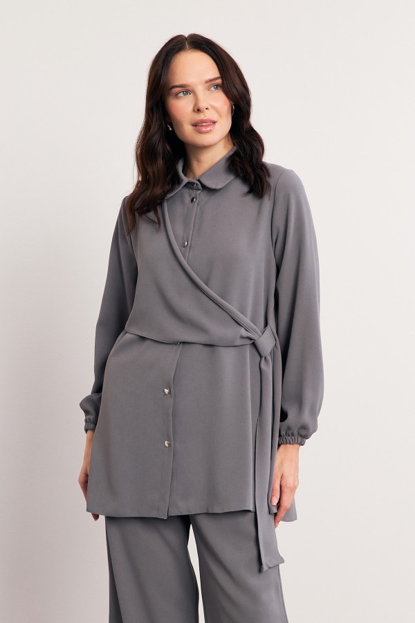 Perla Tunik Pantolon Takım - Gri