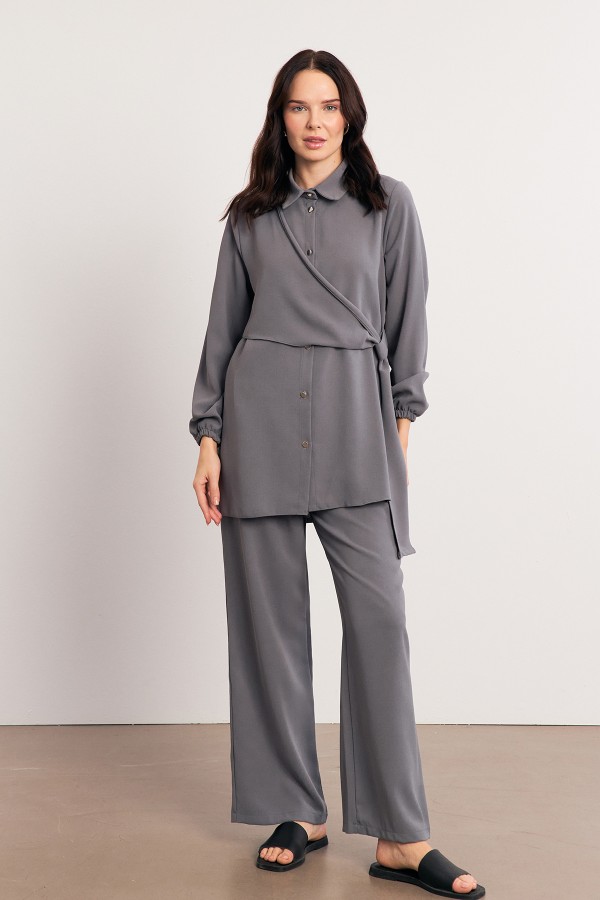 Perla Tunik Pantolon Takım - Gri