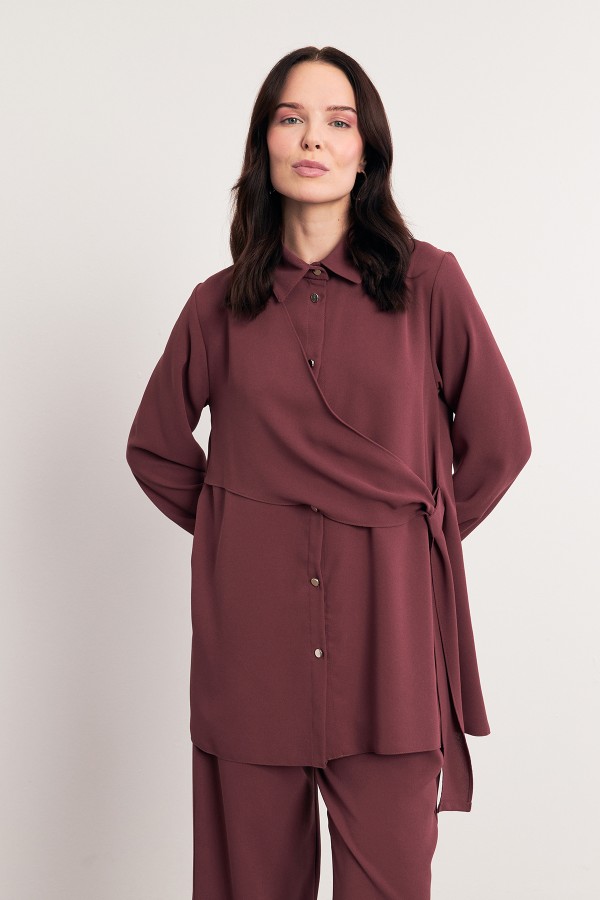 Perla Tunik Pantolon Takım - Gül Kurusu