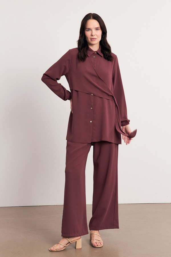 Perla Tunic Trouser Set - Dusty Rose