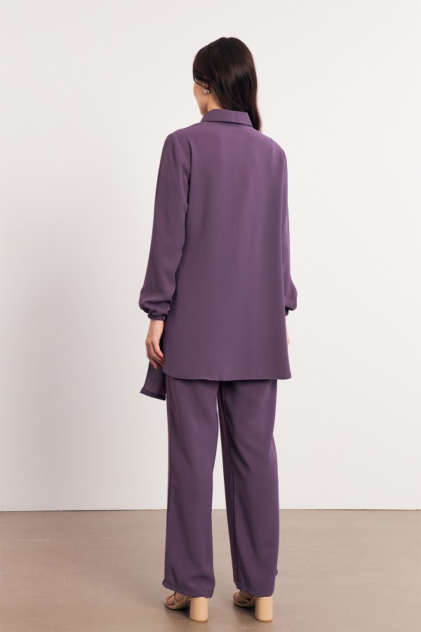 Perla Tunik Pantolon Takım - Leylak